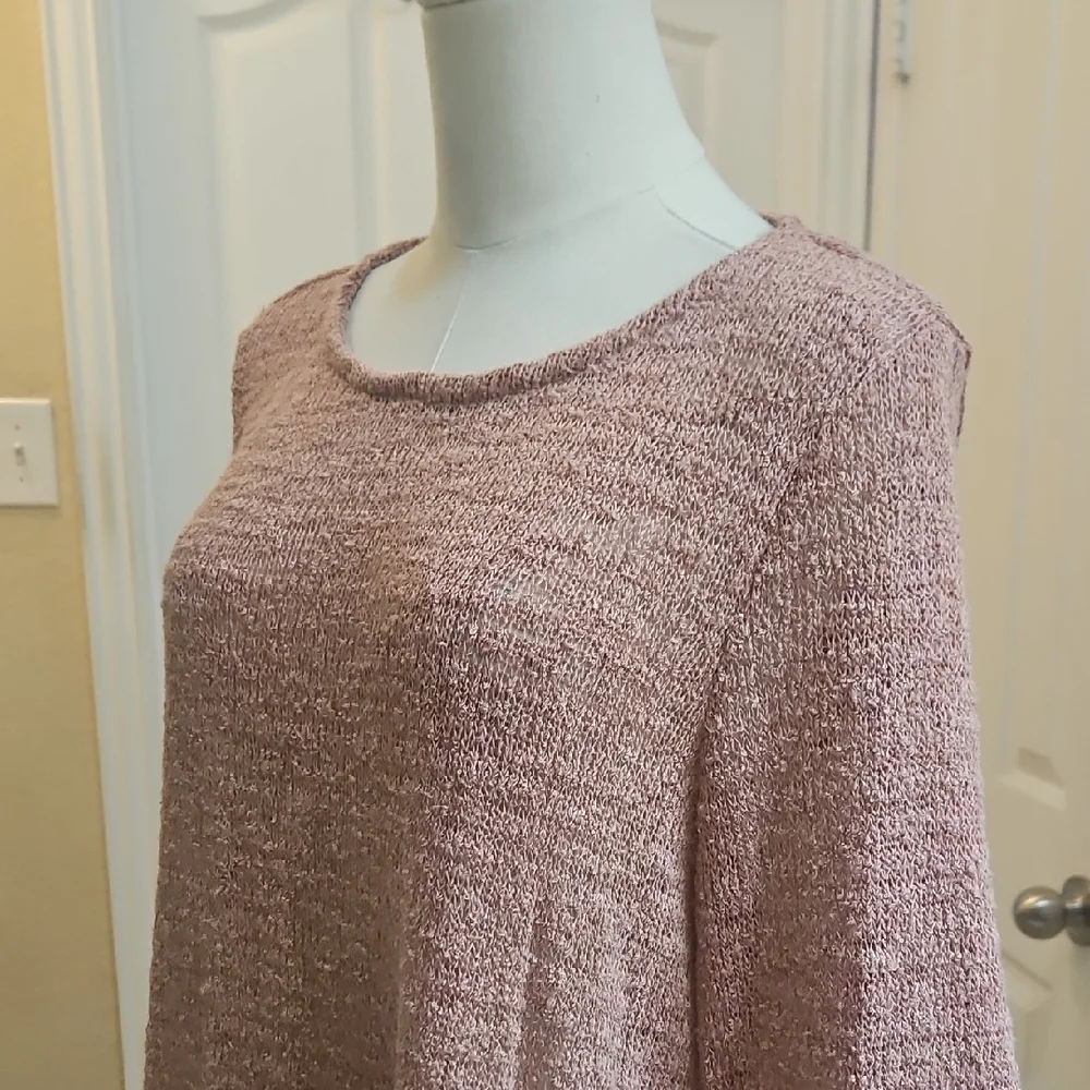Nally & Millie Dusty Pink Textured Tunic Top Ruffled Hem & Layered Bell Sleeves - Picture 5 of 11
